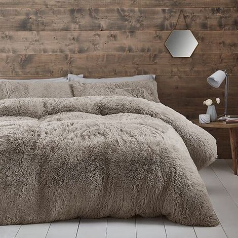 Catherine Lansfield Cuddly Double Duvet Set Natural