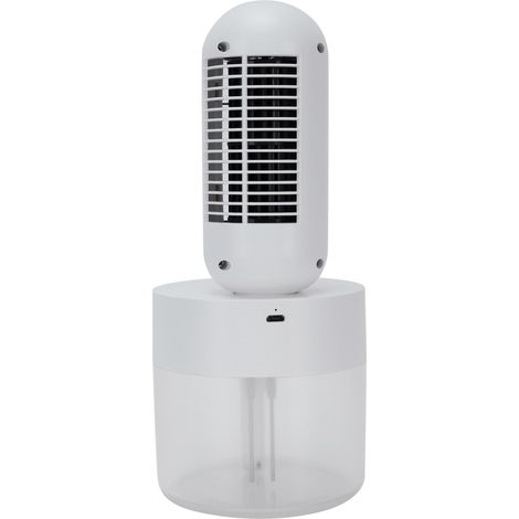 Ventilateur de bureau multifonction avec brumisateur, oscillation et charge USB - Blanc
