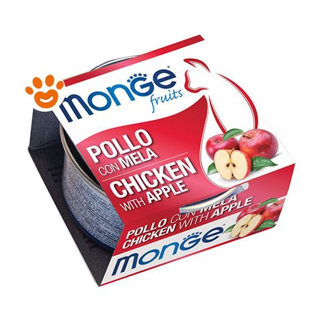 Monge Fruits Cat Adult Pollo e Mela - Lattina 80 Gr - Cibo Umido Gatti