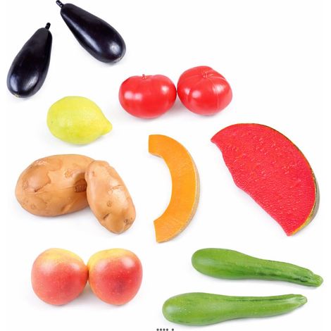 Lot 13 Fruits et Legumes artificiels d été en plastique soufflé taille normale (1/3)