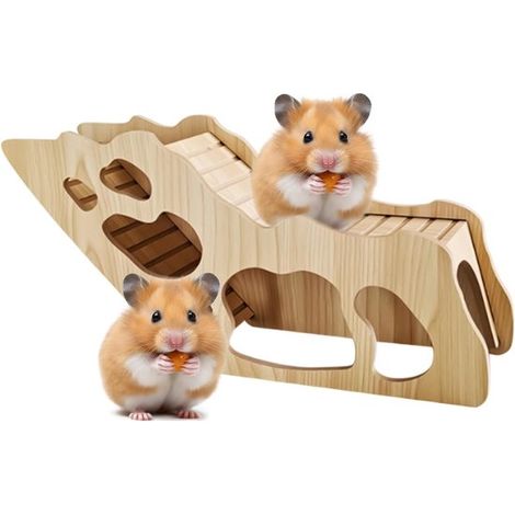 Natürliches Hamsterhaus-Dorf aus Holz – Sicheres, dekoratives Versteck für Hamster, Rennmäuse und kleine Nagetiere (1/5)