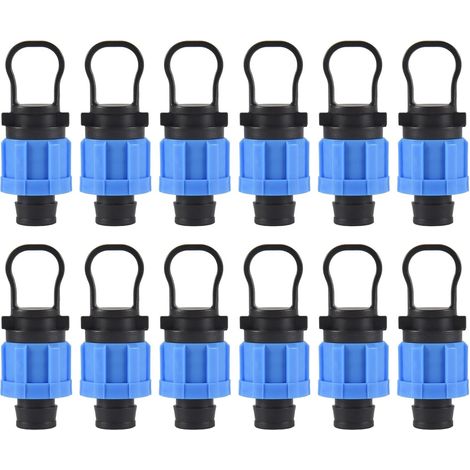 BEBUSINGOTO Lot de 12 bouchons d'extrémité d'irrigation goutte à goutte 1/2 - Raccord universel - Compatible avec les bandes goutte-à-goutte de 16 à 17 mm (1/5)