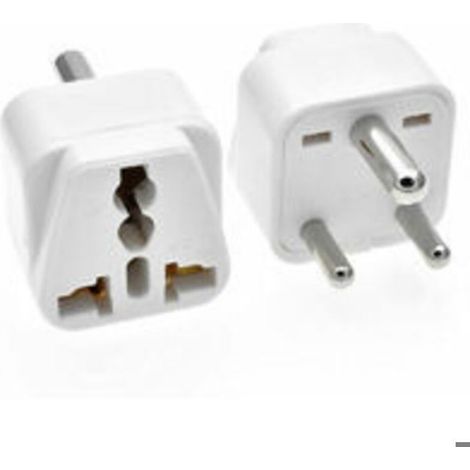 Adaptateur De Voyage Type M - Prise 3 Broches 250 V 10 A - Pour Afrique Du Sud Et Inde - Blanc - 36 X 36 X 46 Mm - 1 Pièce (1/5)