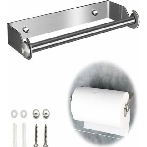 Dispensador de papel de cocina de acero inoxidable plateado de 27 cm