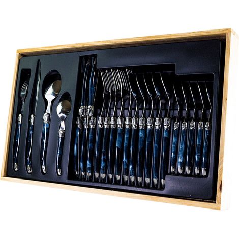 Laguiole 7214BIS - Casalinga 24 pezzi in Acciaio Inossidabile, Blu