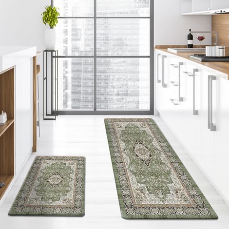 New Retro Style Entryway Mat, Household Kitchen Anti-slip Dustproof Thickened Washable Strip Mat - Bohemian Style - 2 - 44701.2cm