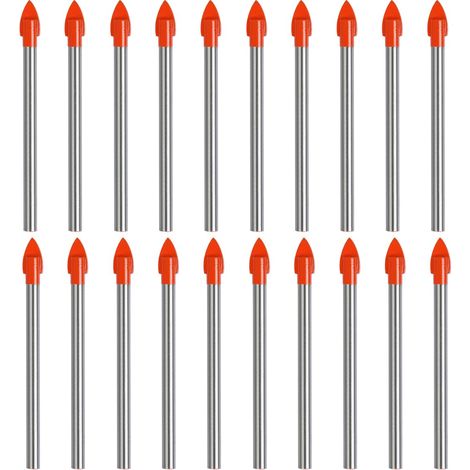 CCYKXA Foret Carrelage 6mm Foret à Percer Le Verre 20Pcs Foret Verre Revêtement en Titane, Meche Carrelage 6 mm Foret Carbure de Tungstene Carrelage pour Forage Carrelage, Verre, Ceramique et Bois (1/4)