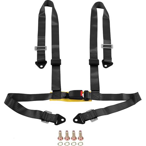 Harnais de ceinture de sécurité pour voiture de course, 2 pouces, 4 points, avec verrouillage à came et sangle réglable, noir (1/5)