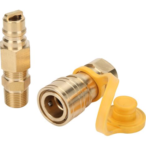 Raccords rapides pour gaz propane 3/8 po, adaptateurs en laiton avec vanne d'arrêt (1/5)