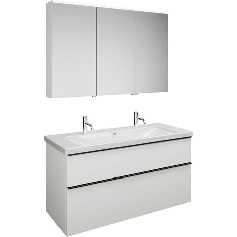 Set burgbad Eqio, composé d'une armoire de toilette à gauche,