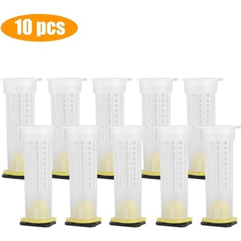 Queen Bee Cages Rouleau en Plastique Blanc Apiculture Reine Kit D'élevage Tasses Boîte Kit D'outils Apiculteur (10pcs-Blanc)