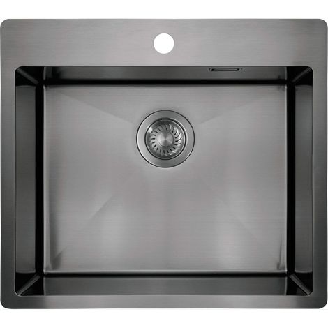 Lavello cucina in acciaio inox con 1 vasca 55x50.5 cm finitura titanio - Olvo Gold (1/5)