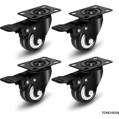 Jeu de 4 roulettes pivotantes, roues avec freins, roulettes fortes charges 200 kg (1/5)