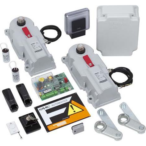 Faac – Kit de motorisation de portail 106746445 – 2 vantaux jusqu'à 500 kg – Actionneurs 770N 230V – Centrale E045s avec réglages avancés