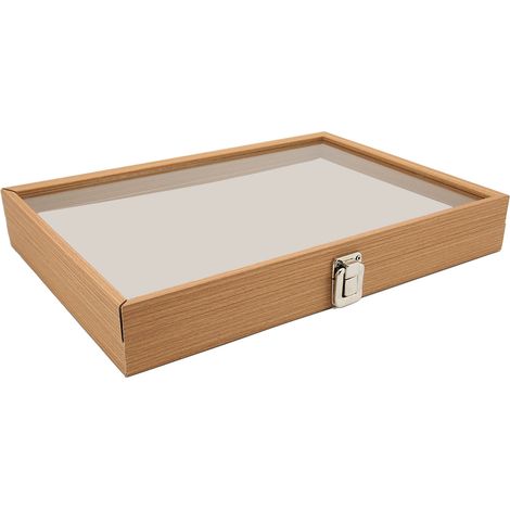 Grande boîte de rangement en bois de poirier pour badges et broches, boîte de présentation transparente et anti-poussière pour broches, boîte à médailles en bois de poirier (1/5)