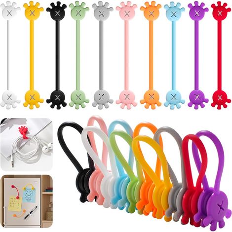 [MAI USATO]Confezione da 10 fascette magnetiche in silicone portatili, fascette riutilizzabili in silicone per scuole e case (1/5)