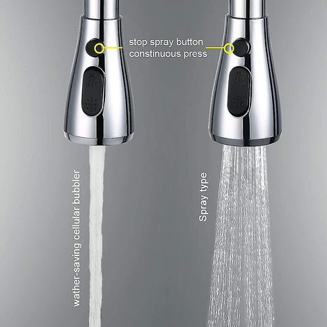 BEBUSINGOTO Robinet de douche avec bouton d'arrêt de cuisine à pulvérisation rétractable (1/3)