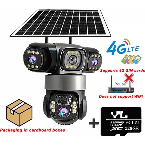 Caméra de Surveillance 4G Solaire PTZ Triple Objectif avec Carte Mémoire 128 Go, Détection Humaine, Vision Nocturne Couleur, Audio Bidirectionnel, IP66 (1/5)