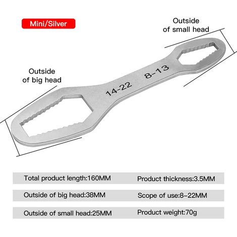 8-22mm Clé Universelle Auto-serrant Réglable Lunettes Clé Conseil Double-tête Torx Clé Outils À Main pour Usine 160mm 8-22mm