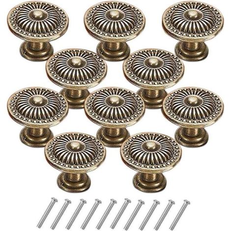 10 Vintage-Schubladengriffe, 24 mm dick, blütenförmig, geeignet für Schminktische, Kleiderschränke und andere Möbel. (1/4)
