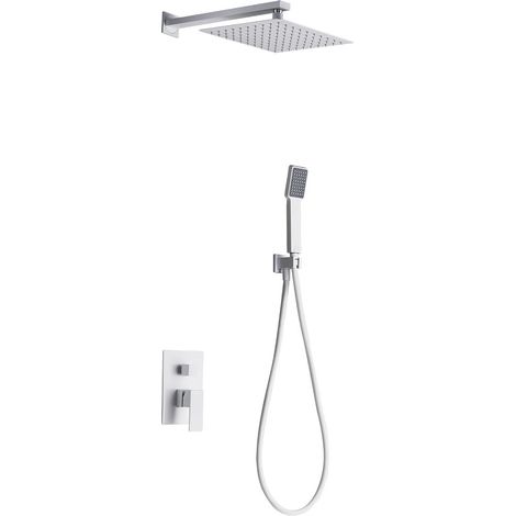 Colonna doccia incassata con monocomando  Modello DUBLINO  Soffione di dimensioni standard  Colore bianco finitura opaca [IMEX®] (1/3)
