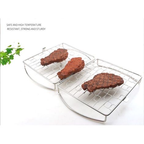 Griglia pieghevole in acciaio inox per barbecue, ideale per picnic all'aperto. (1/3)
