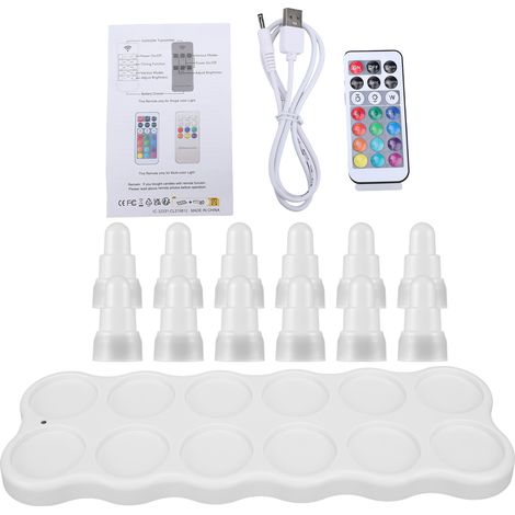 Set mit 12 per USB wiederaufladbaren, flammenlosen LED-Kerzen mit Fernbedienung und intelligentem Timer, flackernde Teelichter zur Dekoration des Hochzeitstisches. (1/5)