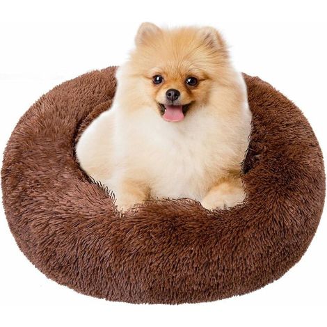 Round Dog Basket Cat Cushion Donut Basket, Dog Basket Cat Bed Extra Soft Comfortable and Cute, Cushion for Medium Sized Cats and Small Dogs, 70cm, Brown (1/5)