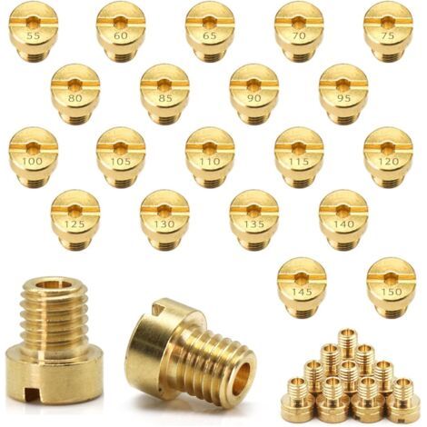 20 Pcs Gicleurs Principaux,Gicleur Principal de Carburateur,Buses de Carburateur Taille 55,60,65,70,75,80,85,90,95,100,105,110,115,120,125,130,135,140,145,150 (jaune, M6) (1/5)