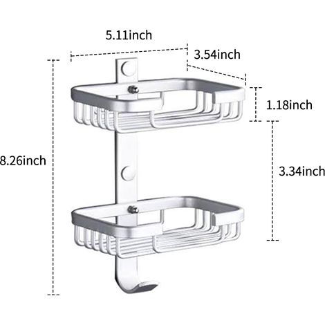 Zweistöckige, wandmontierte Seifenschale, Seifenspender aus Aluminium für die Dusche, Seifenablage, Aufhänger (1/5)