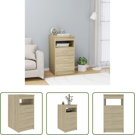 Schubladen -  Sideboard mit Schubladen Sonoma-Eiche 40x50x76 cm Holzwerkstoff (1/5)