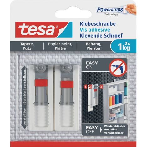 Tesa Tornillos adhesivos ajustables blancos para decoración mural (1/2)
