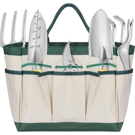 Sac en toile portable ensemble d'outils de jardin ensemble d'outils de 13 pièces avec gants bouteille d'eau jardin en pot petite pelle creuser le sol (1/5)