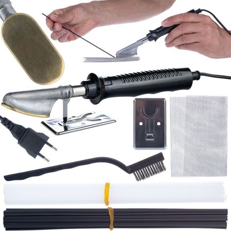 Set Fer à Souder pour Plastique – 230mm, Pointe 50x24mm Poignée Antidérapante, Filets et Tiges PP Pour Réparation Auto Outil de Soudage Plastique (1/5)