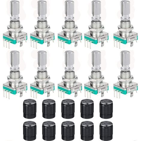10 pièces Rotary Encoder Codeur Rotatif EC11 360 Degrés Rotatif Encodeur Module potentiomètre numérique Audio 5Pin Commutateur De Codeur avec Capuchon de Bouton pour Arduino (1/5)