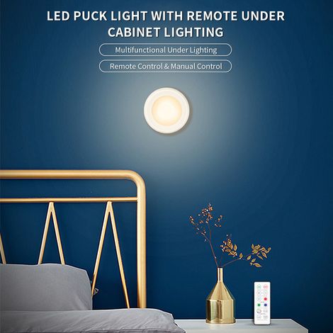 Rondelle LED éclairage d'armoire avec télécommande 16RGB fonction minuterie de placard lampe de nuit pour cuisines salles de bains garde-robe fête (1/5)