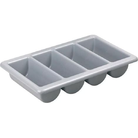 Kristallon Besteckkasten, 4 Fächer, Groß, Grau, Maße: 100 (H) x 530 (B) x 325 (T) mm, Spülmaschinenfest, J850 (1/4)