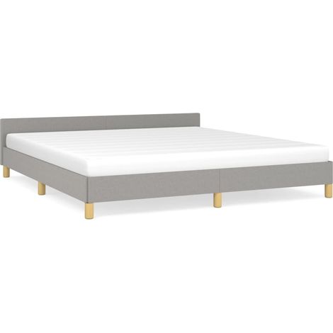 Cadre De Lit Moderne: Queen Size - avec tête de lit - Lit Double - Gris clair 160x200 cm Tissu Chic-264480 (1/5)