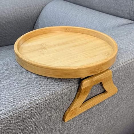 Plateau d'accoudoir de canapé de 25 cm en bois, pliable, à clipser, pour salle à manger ou canapé. (1/5)