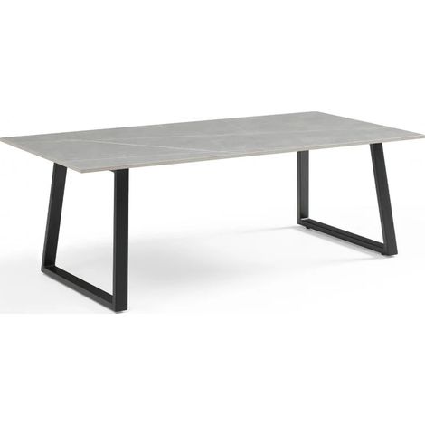 Table basse 120x60 cm céramique gris marbré pieds luge - ARIZONA 02 (1/5)