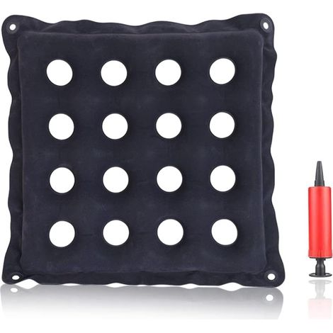 1 Coussin gonflable, 16 trous, PVC élastique, soulagement coccyx, hémorroïdes, grossesse, bureau, voiture