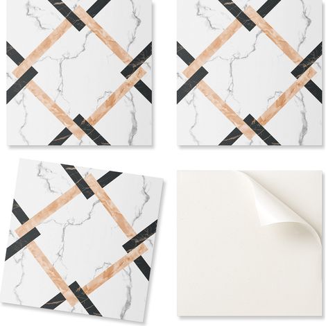 Baldosas de vinilo autoadhesivas - Decoraci贸n de pared para oficina con estampado geom茅trico de m谩rmol 20x20x20 cm