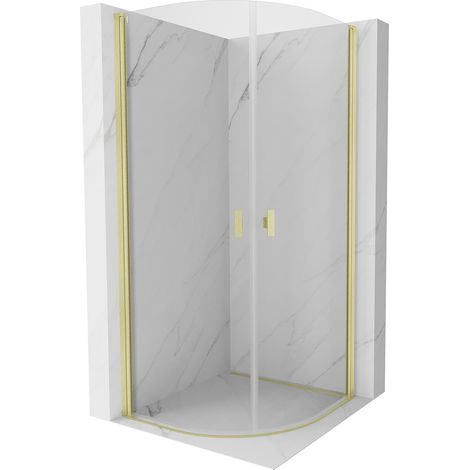 Mexen Mist Duschkabine halbrund schwenkbar 70 x 70 cm, transparent, gebürstet gold - 8A31-070-070-55-00 (1/5)