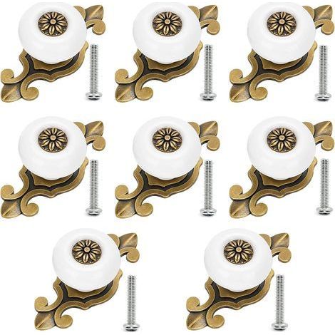Bouton Ceramique, Meuble Boutons de Tiroir Vintage 8 Pièces Boutons en Métal Pour Bureau Tiroirs et Placard (1/5)