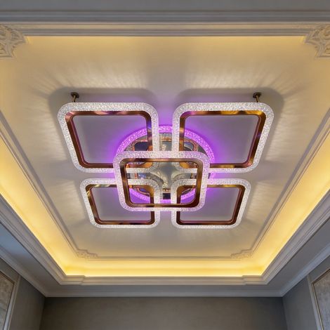Plafonnier LED Moderne - Rose Gold Chromé - 3 Couleurs - Éclairage 15-30m² - Parfait pour Salon et Chambre (1/2)