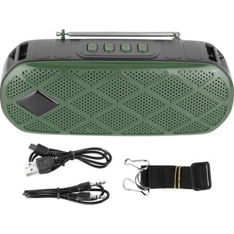 Enceinte Bluetooth Extérieure Solaire Portable avec Lampe Torche et Radio FM - Vert (1/5)