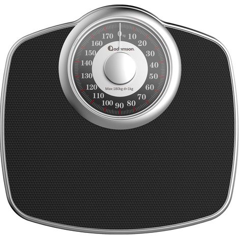 A25 Pèse-Personne Analogique - Jusqu'à 180 kg - Cadran 5 Pouces Plateforme Adaptée aux Grands Pieds, Surface Antidérapante en Caoutchouc Strié, sans Piles, Cadran Contrasté - Argent (1/5)