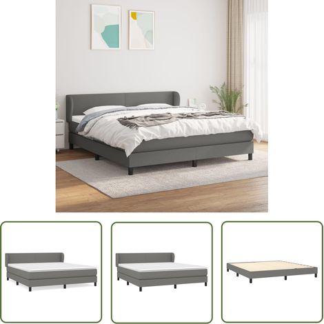 The Living Store Boxspringbett mit Matratze Dunkelgrau 160x200 cm Stoff - Boxspringbett - Doppelbett - Bettenrahmen - Lattenrost - Matratze (1/5)