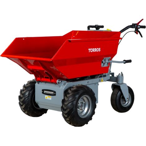 Torros – Brouette motorisée électrique 500kg – Bac acier 216L – Vitesse 5 km/h – Autonomie 8h – Roues pivotantes 360° – MED502