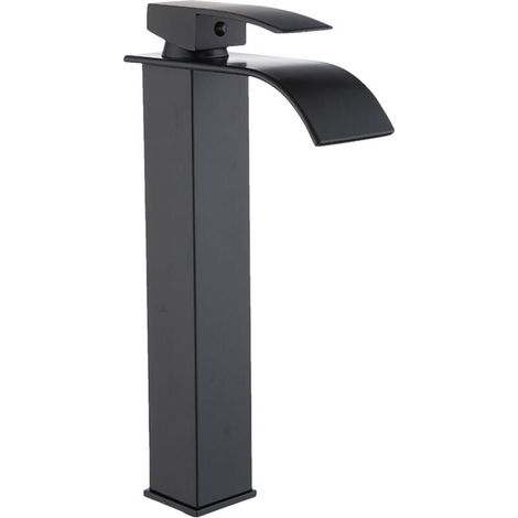 Robinet cascade Robinet d'évier de salle de bains Robinet d'eau de lavabo en laiton Robinet mitigeur à levier unique haut Robinet de lavabo à mélange chaud et froid avec 2 tuyaux (1/5)